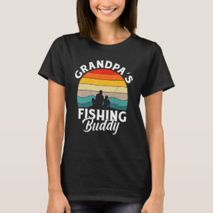 Grandpa's Fishing Buddy Grandfather 80s Sunset T-Shirt