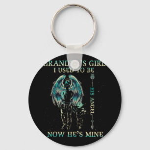 Grandpas Girl I Used To Be His Angel Now He's Mine Key Ring