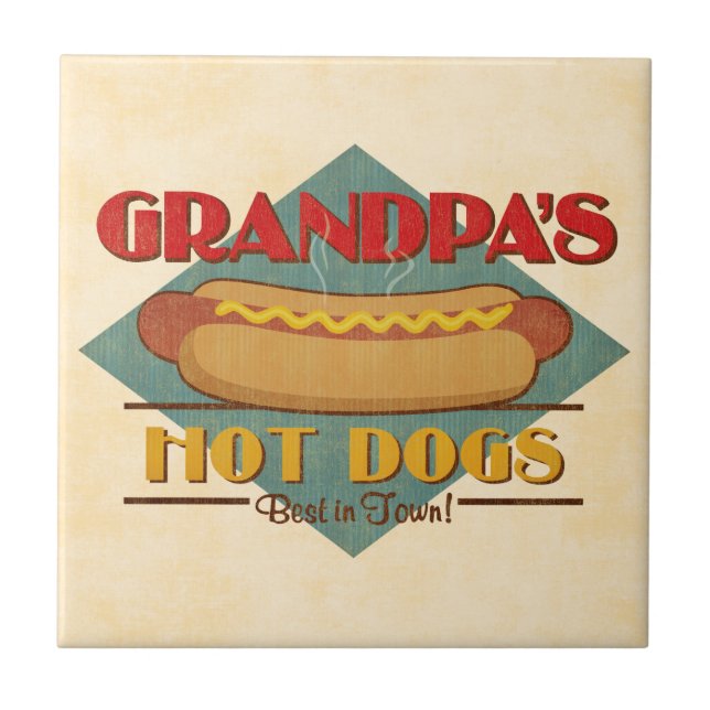 Grandpa's Hot Dogs Ceramic Tile (Front)