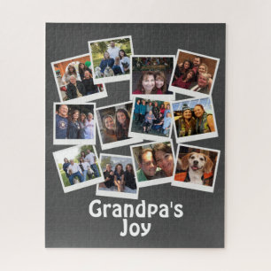 Grandpa's Joy Photo Frame Collage Modern Trendy Jigsaw Puzzle