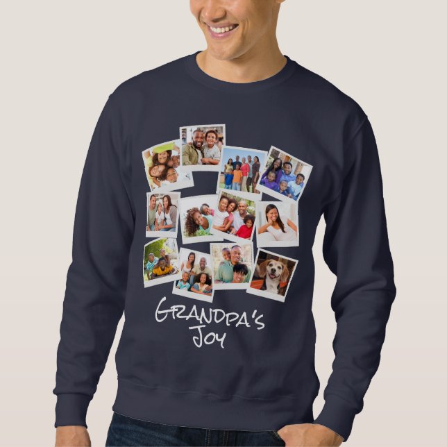 Grandpa's Joy Photo Frame Collage Modern Trendy  T Sweatshirt (Front)