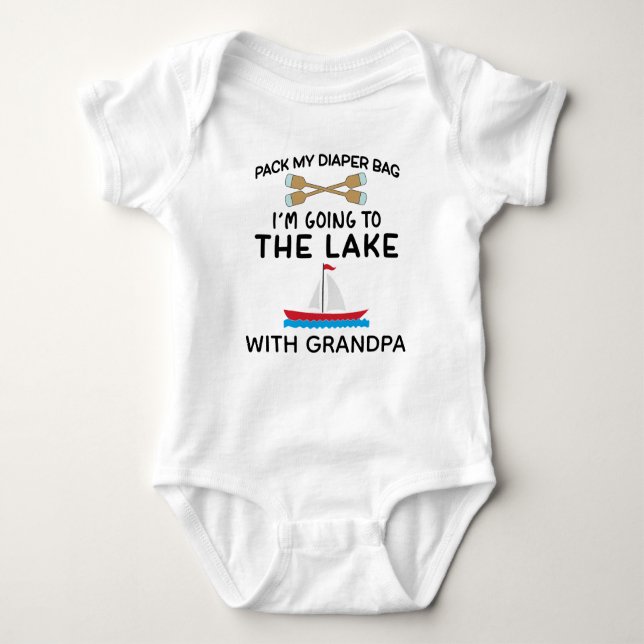 Grandpa's Lake Boat | Grandpa's Fishing Boat Baby Bodysuit (Front)