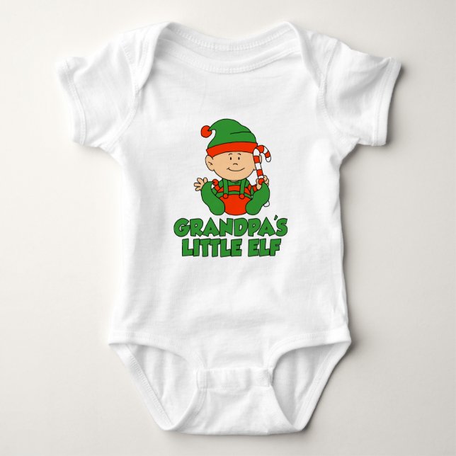 Grandpa's Little Elf Baby Bodysuit (Front)