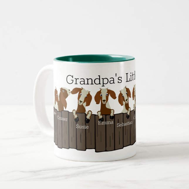 Grandpas Little Herd of 9 Goats Two-Tone Coffee Mug (Front Left)