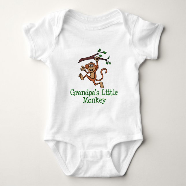 Grandpa's Little Monkey Baby Bodysuit (Front)