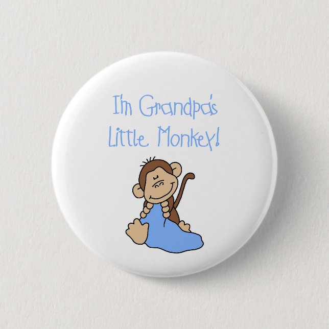Grandpa's Little Monkey - Blue Tshirts and Gifts 6 Cm Round Badge (Front)