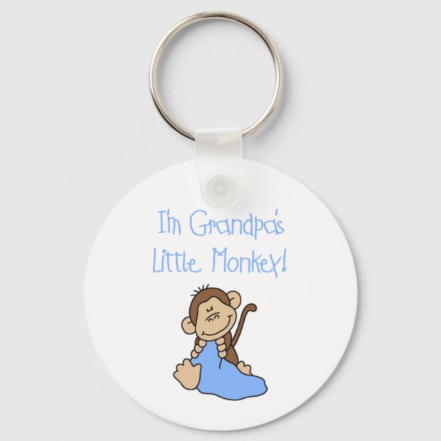 Grandpa's Little Monkey - Blue Tshirts and Gifts Key Ring (Front)