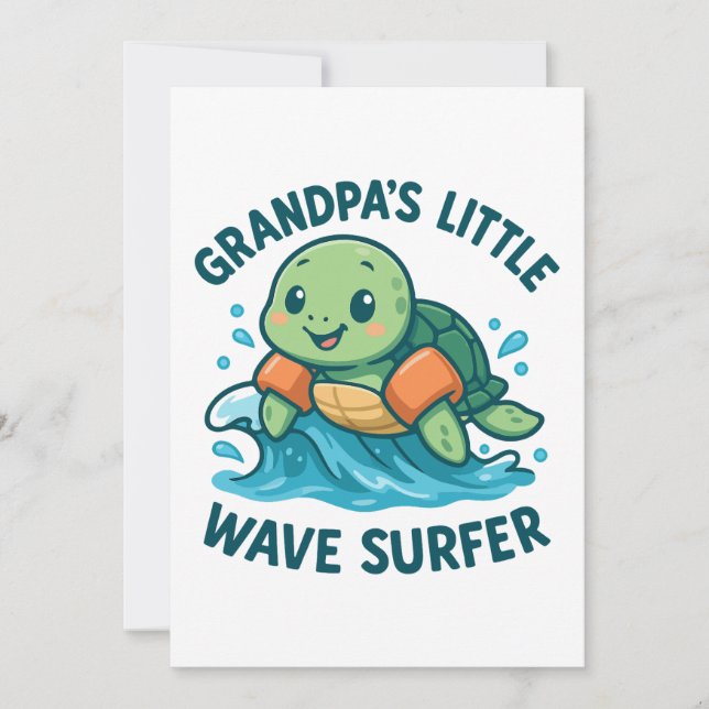 Grandpa's Little Wave Surfer Cute Turtle Invitation (Front)