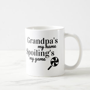 Grandpa's my name spoilings my game black coffee mug