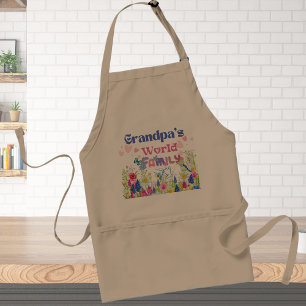 "Grandpa's world Family" Grandfather floral Standard Apron