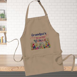 "Grandpa's world Family" Grandfather floral Standard Apron