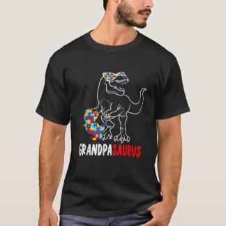 Grandpasaurus Dinosaur T Rex Grandpa Saurus Autism T-Shirt