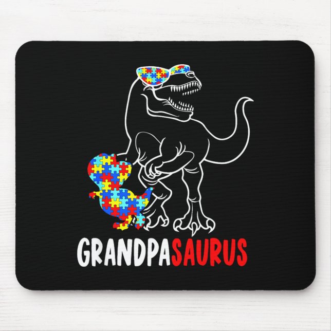 Grandpasaurus T Rex Dinosaur Autism Awareness Gran Mouse Pad (Front)