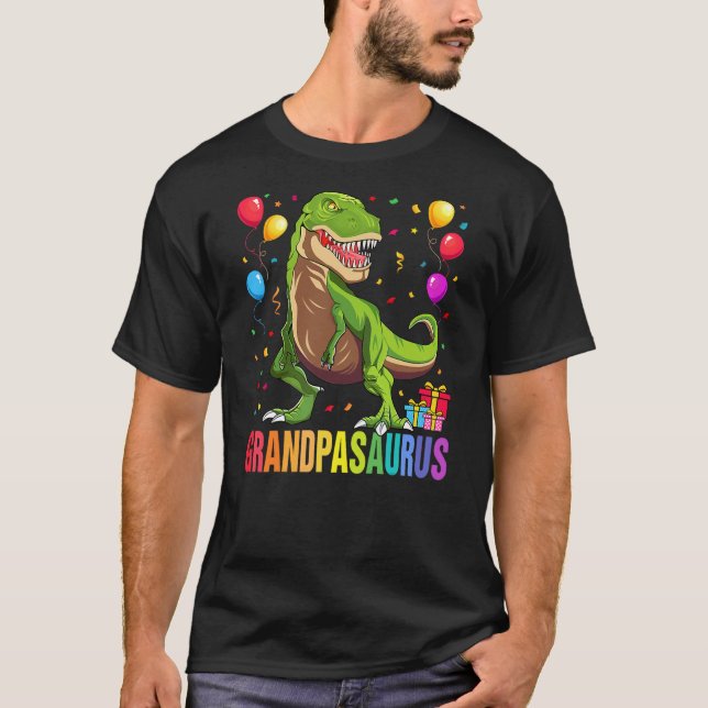 Grandpasaurus T Rex Dinosaur Grandpa Saurus Family T-Shirt (Front)