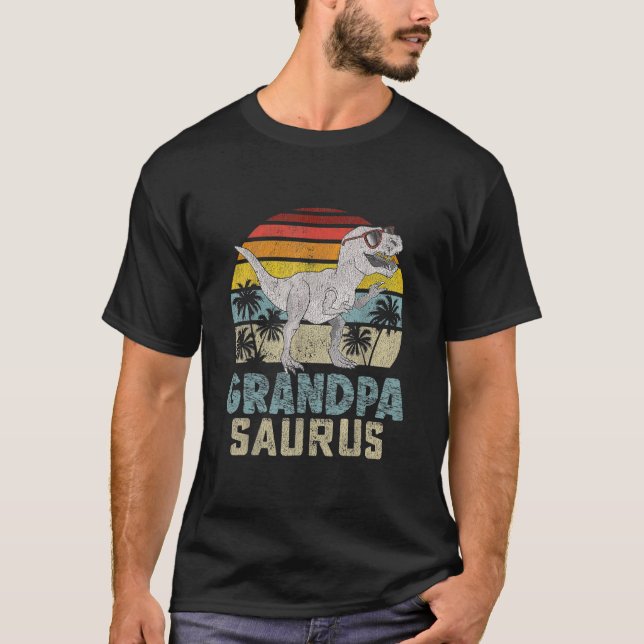 Grandpasaurus T Rex Dinosaur Grandpa Saurus T-Shirt (Front)