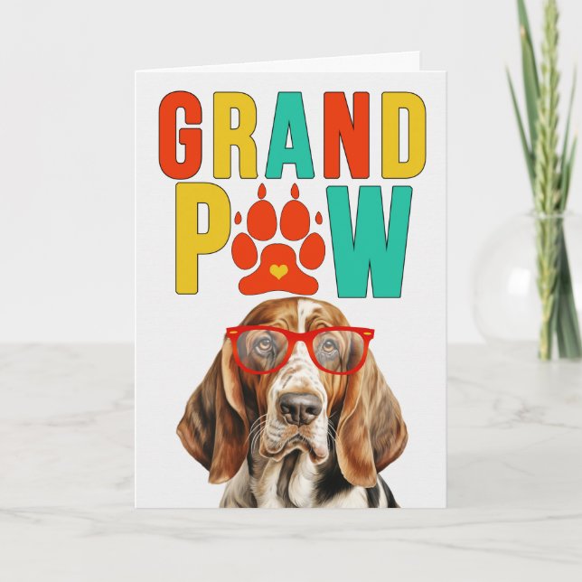 GrandPAW Basset Hound GrandDOG Grandparents Day Holiday Card (Front)