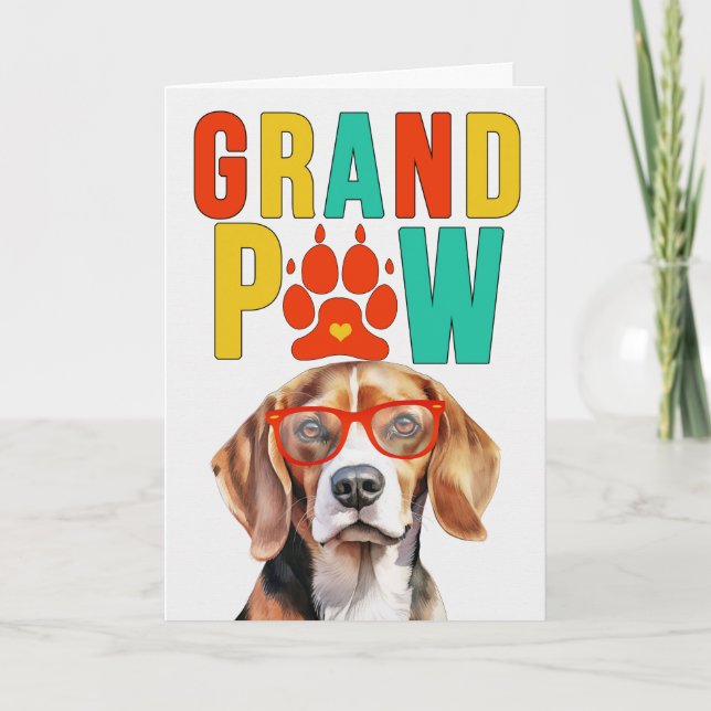 GrandPAW Beagle GrandDOG Grandparents Day Holiday Card (Front)