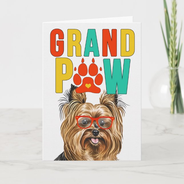 GrandPAW Biewer Terrier GrandDOG Grandparents Day Holiday Card (Front)