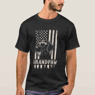 Grandpaw Dachshund American Flag Sunglasses Retro T-Shirt