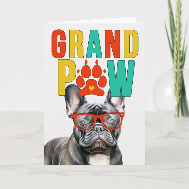 GrandPAW Frenchie GrandDOG Grandparents Day Holiday Card (Front)