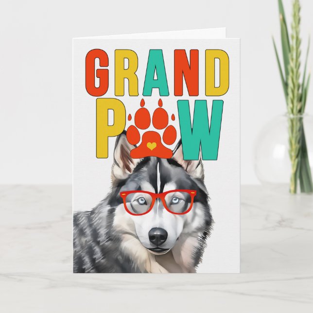 GrandPAW Husky GrandDOG Grandparents Day Holiday Card (Front)