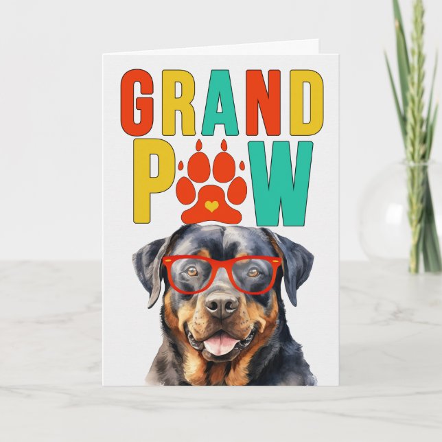 GrandPAW Rottweiler GrandDOG Grandparents Day Holiday Card (Front)