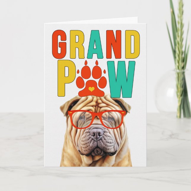 GrandPAW Shar Pei GrandDOG Grandparents Day Holiday Card (Front)