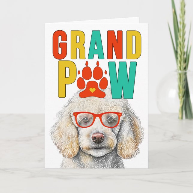 GrandPAW White Poodle GrandDOG Grandparents Day Holiday Card (Front)