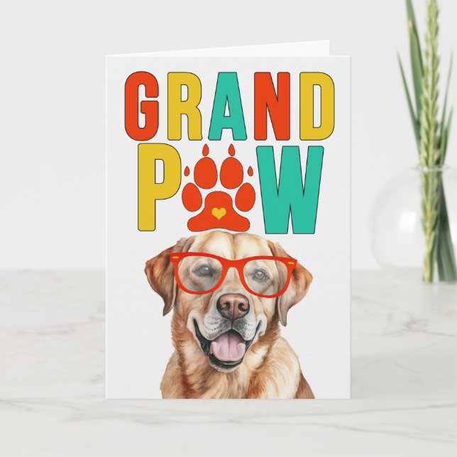 GrandPAW Yellow Labrador GrandDOG Grandparents Day Holiday Card (Front)