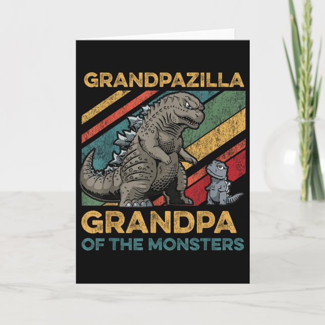 Grandpazilla Grandpa Of Monsters Halloween Christm Card (Front)