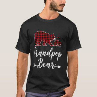 Grandpop Bear Christmas Pajama Red Plaid Matching  T-Shirt