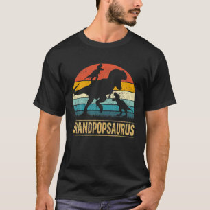 Grandpop Dinosaur T Rex Grandpopsaurus 2 Kids Fath T-Shirt