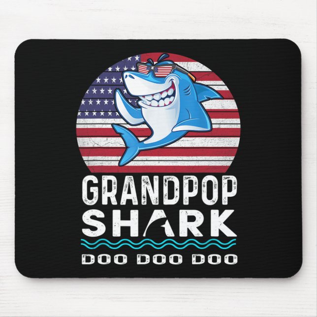Grandpop Shark Fathers Day Gift From Wife Son Daug Mouse Pad (Front)