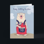 Grandson 10 Year Old Bear and Bird Birthday Card<br><div class="desc">This is a fun play on words birthday card for your grandson on his 10th birthday. A bear is holding a bird. Perfect card when you can “bearly” believe how old he is! The time really flies!</div>