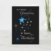 Grandson 17th Birthday Star Inspirational Black