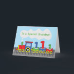 Grandson 1st Birthday Colorful Train on Track Card<br><div class="desc">When you grandson celebrates his 1st birthday soon,  this card will be best to give him. This keepsake card will surely bring back fun memories of his first birthday celebration. Get yourself a copy of this to give him.</div>