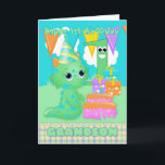 Grandson 1st Birthday Cute Little Monster Card<br><div class="desc">Grandson 1st Birthday Cute Little Monster With Gifts And Cake ...  Original artwork by Znowflake colorfulclipart.com</div>