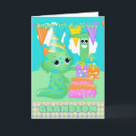 Grandson 1st Birthday Cute Little Monster Card<br><div class="desc">Grandson 1st Birthday Cute Little Monster With Gifts And Cake ...  Original artwork by Znowflake colorfulclipart.com</div>