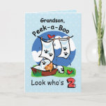 Grandson, 2nd Birthday, Peek-a-Boo Kitten Card<br><div class="desc">In celebration of your grandson’s 2nd birthday,  this card is perfect to give. A cute illustration of a kitten hiding and playing peek-a-boo. This is a special way to give your birthday wishes for him as he turns two,  2!</div>