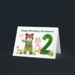 Grandson 2nd Birthday Watercolor Bear and Fox Card<br><div class="desc">This sweet second birthday card features an adorable bear in a cosy coat and scarf, walking alongside a friendly fox while a cheerful little bird flutters nearby. A large number 2 stands ahead, marking the start of another exciting year! The soft watercolor style gives this card a storybook charm, perfect...</div>