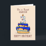 Grandson 3rd Birthday, 3 on Sweet Blue Cake Card<br><div class="desc">Surprise your sweet grandson on his third birthday with this sweet blue icing cake covered with colourful candies. Greet him a happy 3rd birthday with this card today.</div>