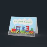 Grandson 3rd Birthday Colourful Train on Track Card<br><div class="desc">Add core colour to an already colourful and fun day. Be ready with this card and give this to your dearest grandson on the celebration of his 3rd birthday that will be happening sooner. He will definitely love the fun greeting this card brings.</div>