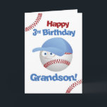 Grandson 3rd Birthday Funny Baseball Face Card<br><div class="desc">Step up to the plate for a grand slam celebration with our vibrant baseball card. The bouncing letters add extra fun to wish your grandson a fantastic third birthday. A home run of happiness awaits!</div>