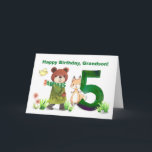 Grandson 5th Birthday Watercolor Bear and Fox Card<br><div class="desc">This charming birthday card features an adorable bear, dressed in a cosy coat and scarf, strolling towards the large number 5 with a friendly fox by its side and a little yellow bird flying above. The soft watercolor style, reminiscent of a story book illustration, brings warmth and whimsy to the...</div>
