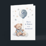 Grandson 6 Month Birthday Soft Teddy Bear and Ball Card<br><div class="desc">Celebrate a special milestone with this heartwarming design featuring an adorable watercolor bear holding a balloon, marking six months of pure joy. The soft blue tones and gentle stars add a peaceful touch to the illustration. The sweet message is perfect for a grandson, highlighting the joy of watching him grow...</div>