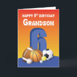 Grandson 6th Birthday Sports Balls Card<br><div class="desc">You should better get this card today to give your dear grandson when he turns 6 years old soon. Inside is fun message that will surely make his day more fun. The sports balls on the front will definitely make the sports lover in him happier.</div>