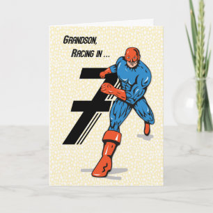 Grandson 7th Birthday Superhero Card