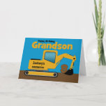 Grandson 8th Birthday Yellow Excavator Add Name Card<br><div class="desc">A fun eighth birthday card for a grandson who loves construction equipment and earth movers. It has a yellow digger on the front with an area on the cab where you can change the name of the construction company to your grandson's name. Te number 8 is being scooped up in...</div>