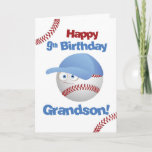 Grandson 9th Birthday Funny Baseball Face Card<br><div class="desc">Celebrate a home run of joy with our baseball card for the ninth birthday. The bouncing letters and the funny baseball character set the stage for an epic celebration. Inside, find a heartfelt message that echoes the sentiment of the inside message – a perfect match for your grandson's big day!...</div>