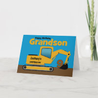 Grandson 9th Birthday Yellow Excavator Add Name